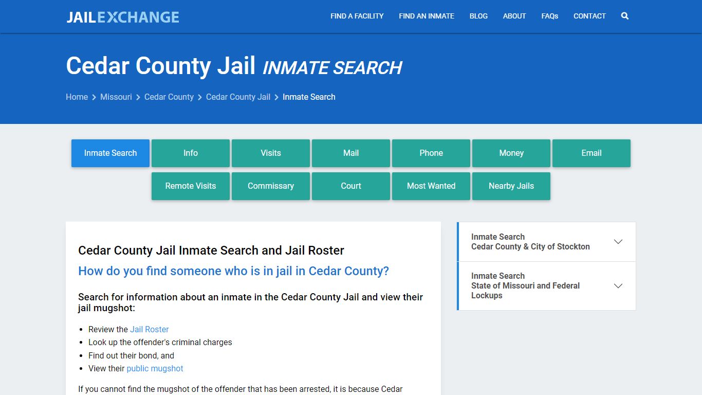 Inmate Search: Roster & Mugshots - Cedar County Jail, MO